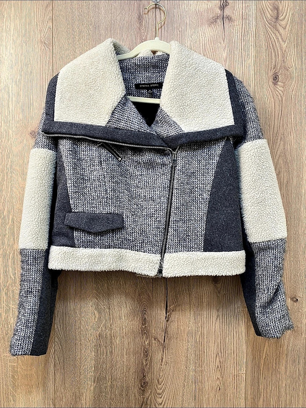 Cynthia Steffe Women's Color Block Teddy Jacket Size 10 Like New